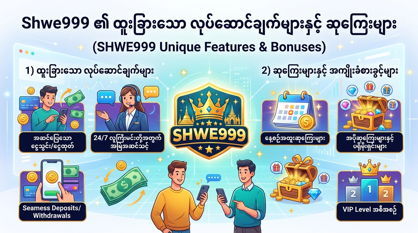 Shwe999 ၏ ထူးခြားသော လုပ်ဆောင်ချက်များနှင့် ဆုကြေးများ
