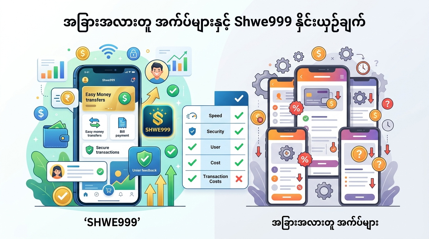 အခြားအလားတူ အက်ပ်များနှင့် Shwe999 နှိုင်းယှဉ်ချက်
